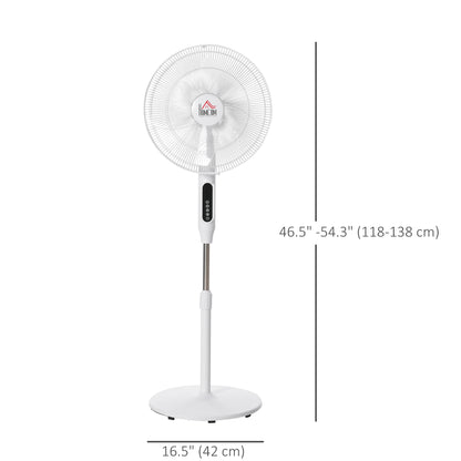 Standing Floor Fan with Remote Control, Stand Up Cooling Fan, Tall Pedestal Electric Fan for Home Bedroom, White