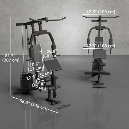 Soozier Multifunction Home Power Exercise Gym System Weight Training Exercise Workout Station Fitness Strength Machine f