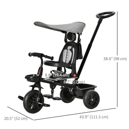 Qaba Tricycle for Toddler 5 in 1 Kids Trike, Converts Stroller to Toddler Bike, Adjustable Backrest & Flat Canopy, Detac