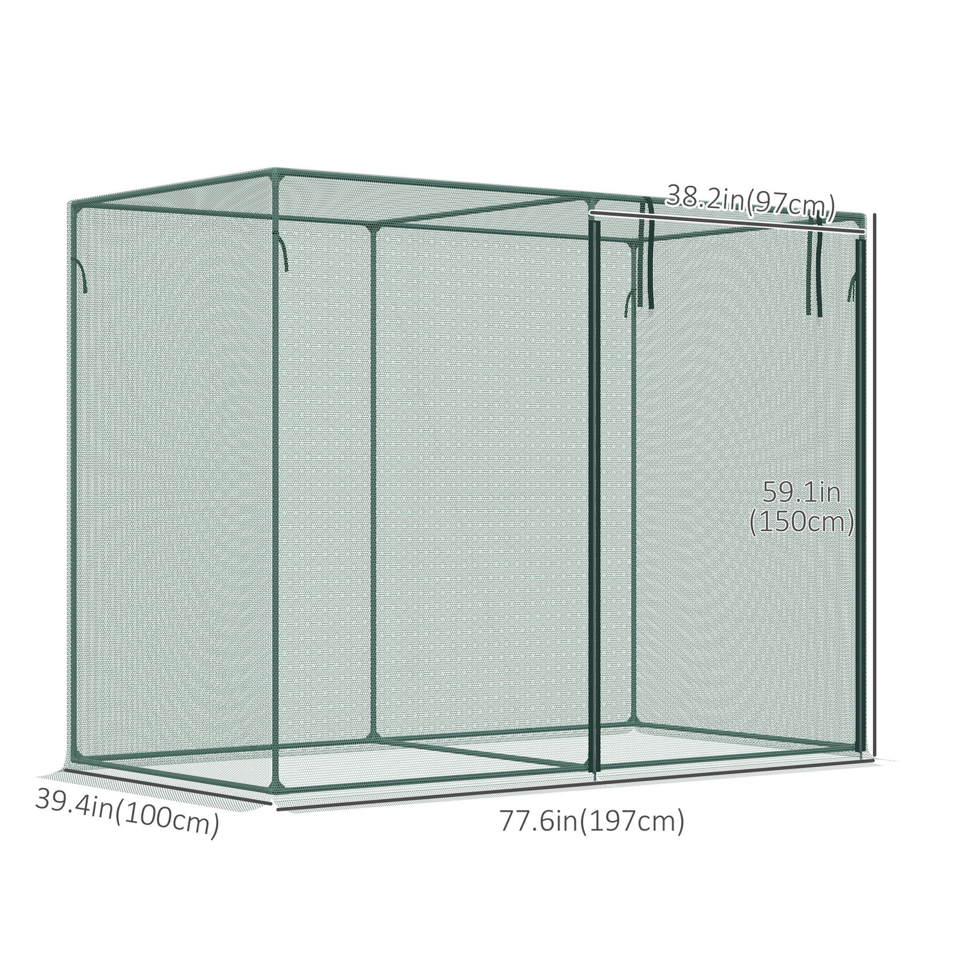 6.5 x 3.3ft Crop Cage, Garden Plant Protector with Single Zippered Door, Storage Bag and Ground Stakes, Green