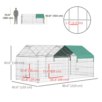 Pet Playpen with Roof, Metal Guinea Pig Cage, Rabbit Pen, Chicken Coop Run, Catio Cat Enclosure with Cover, Doors, Indoo