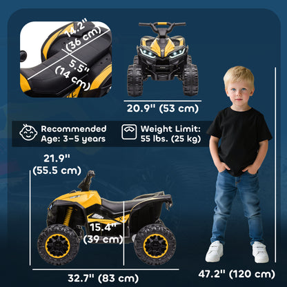 VarietyKart Kids 4 Wheeler Quad with Music, Headlights, High & Low Speed, Kids ATV for 3-5 Years Old Boys & Girl, Yellow
