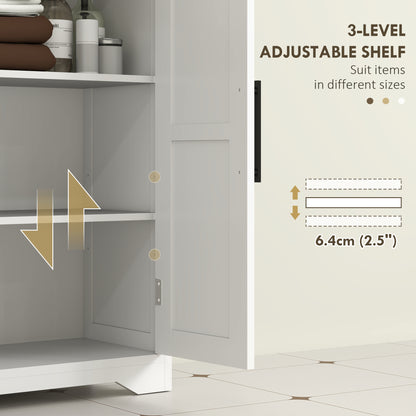 Bathroom Floor Cabinet, Farmhouse Bathroom Storage Cabinet with Adjustable Shelf, White