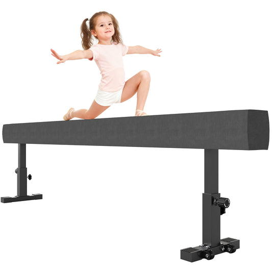 Soozier 7.5ft Adjustable Balance Beam, Gymnastics Beam with Wheels, Gymnastics Equipment for 6+ Years Old Training