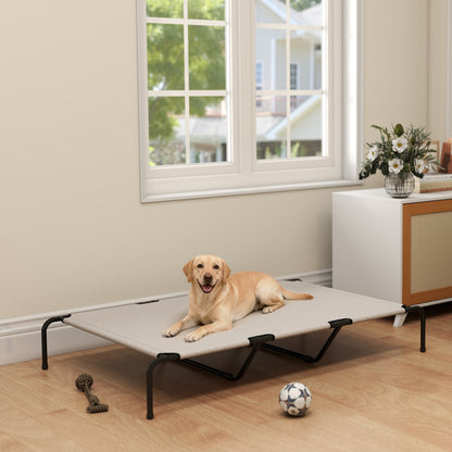 Elevated Dog Bed, Outdoor Dog Cot, Raised Dog Bed for Large Dogs with Breathable Mesh, Beige