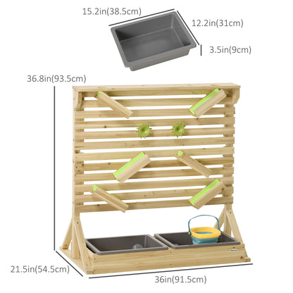 18 Pcs Kids Running Water and Sand Playset Outdoor with Sinks, Wooden Sensory Toys with Colorful Accessories, Gift for B