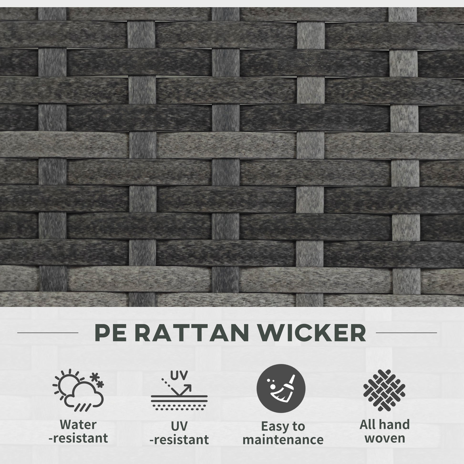 Wicker Raised Garden Bed with Trellis, 42" Tall Outdoor Planter Box, Mixed Grey