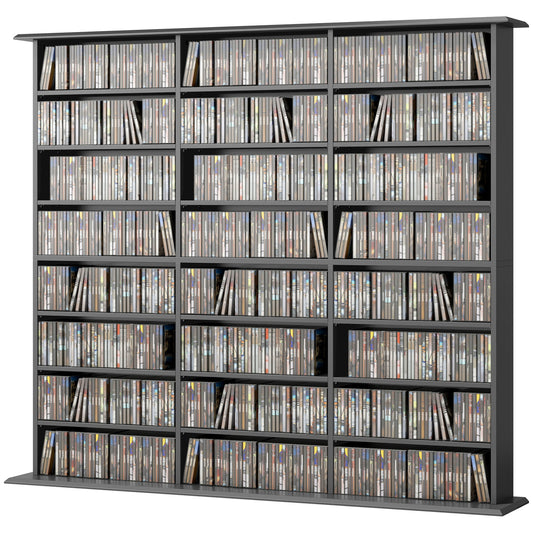 Media Storage Cabinet, 8-Tier DVD Shelf with 18 Adjustable Shelves, Holds 1032 CDs, 594 DVDs or Blu-rays, Black