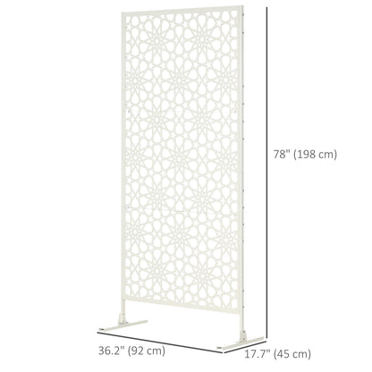 Metal Outdoor Privacy Screen, Decorative Outdoor Divider with Stand and Expansion Screws, 36.2" x 17.7" x 78", White