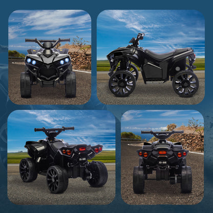 Qaba 6V Kids ATV, 4 Wheeler Electric Ride on Car with Music and LED Headlights, for Ages 37-72 Months Boys and Girls, Bl
