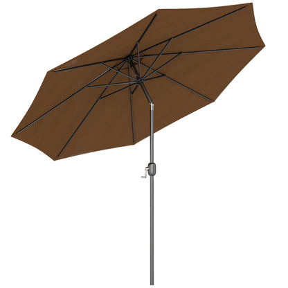10' x 8' Round Market Umbrella, Patio Umbrella with Crank Handle and Tilt, Outdoor Parasol for Garden, Bench, Lawn, Coff