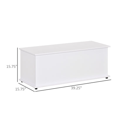 39.5" Storage Chest with 2 Safety Hinges, Storage Box Organizer with Flip-Top Lid, Entryway Storage Bench, White