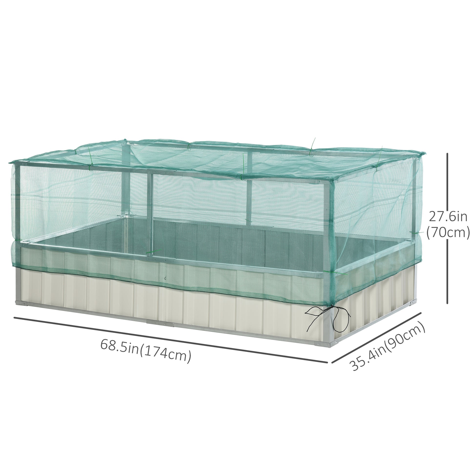 Raised Garden Bed, 5.7 x 3 x 2.3ft Steel Planter Box Outdoor with Cover, Gloves for Growing Vegetables, Flowers, Herbs, 