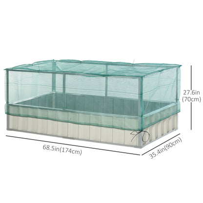 Raised Garden Bed, 5.7 x 3 x 2.3ft Steel Planter Box Outdoor with Cover, Gloves for Growing Vegetables, Flowers, Herbs, 