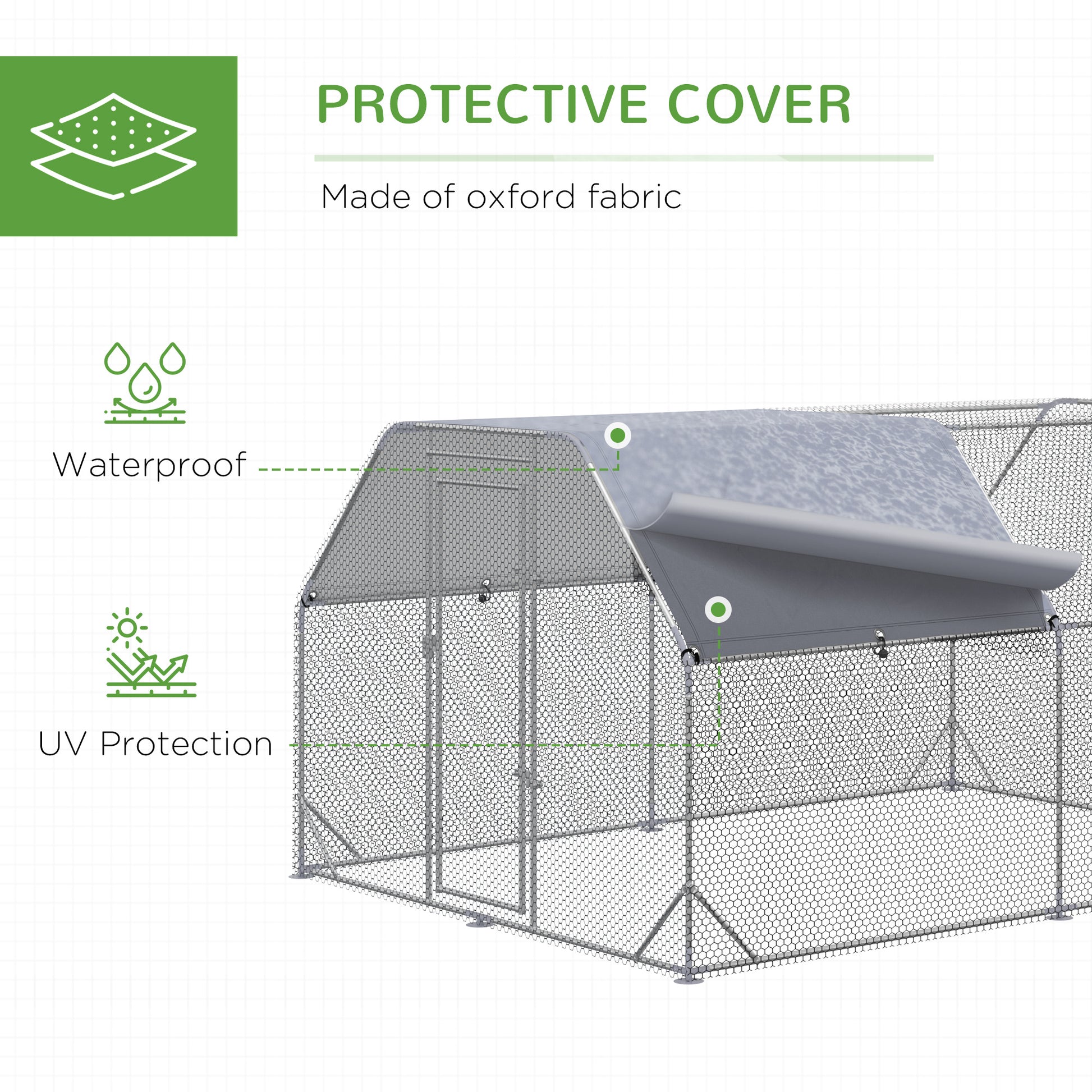Chicken Run Outdoor, Galvanized Large Metal Chicken Coop Cage, Walk-in Enclosure Poultry Hen Run House Playpen Rabbit Hu