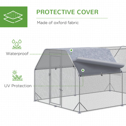 Chicken Run Outdoor, Galvanized Large Metal Chicken Coop Cage, Walk-in Enclosure Poultry Hen Run House Playpen Rabbit Hu