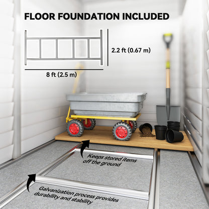 4.6' x 9' Steel Outdoor Storage Shed, Lean to Shed, Metal Tool House with Foundation Kit, Lockable Doors, Gloves and 2 A