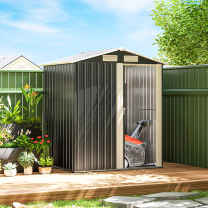 5ft x 4ft Garden Metal Storage Shed, Tool Storage Shed with Top Vents, Sliding Door, Sloped Roof and Foundation Kit for 