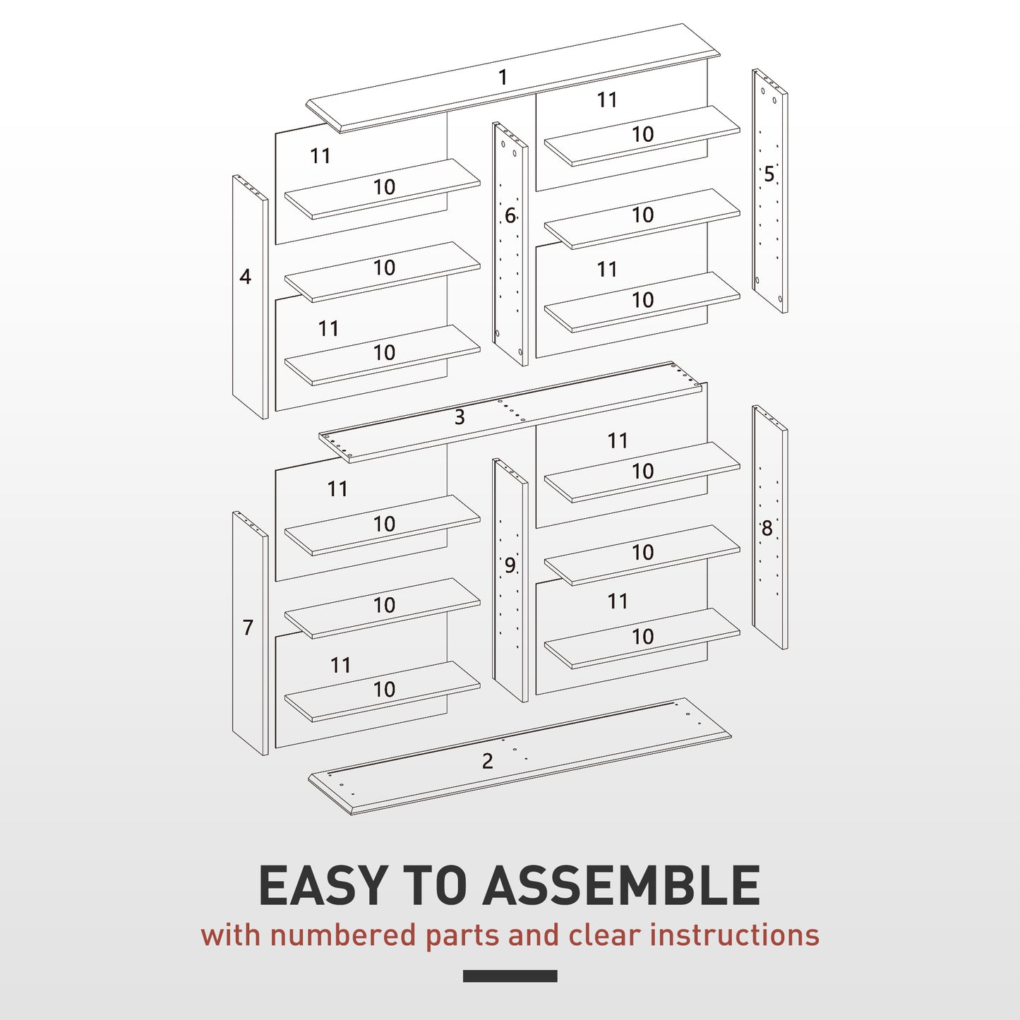 8-Tier DVD Shelf with 12 Adjustable Shelves, Double CD Shelf, Holds 720 CDs, 396 DVDs or 396 Blu-rays, Black