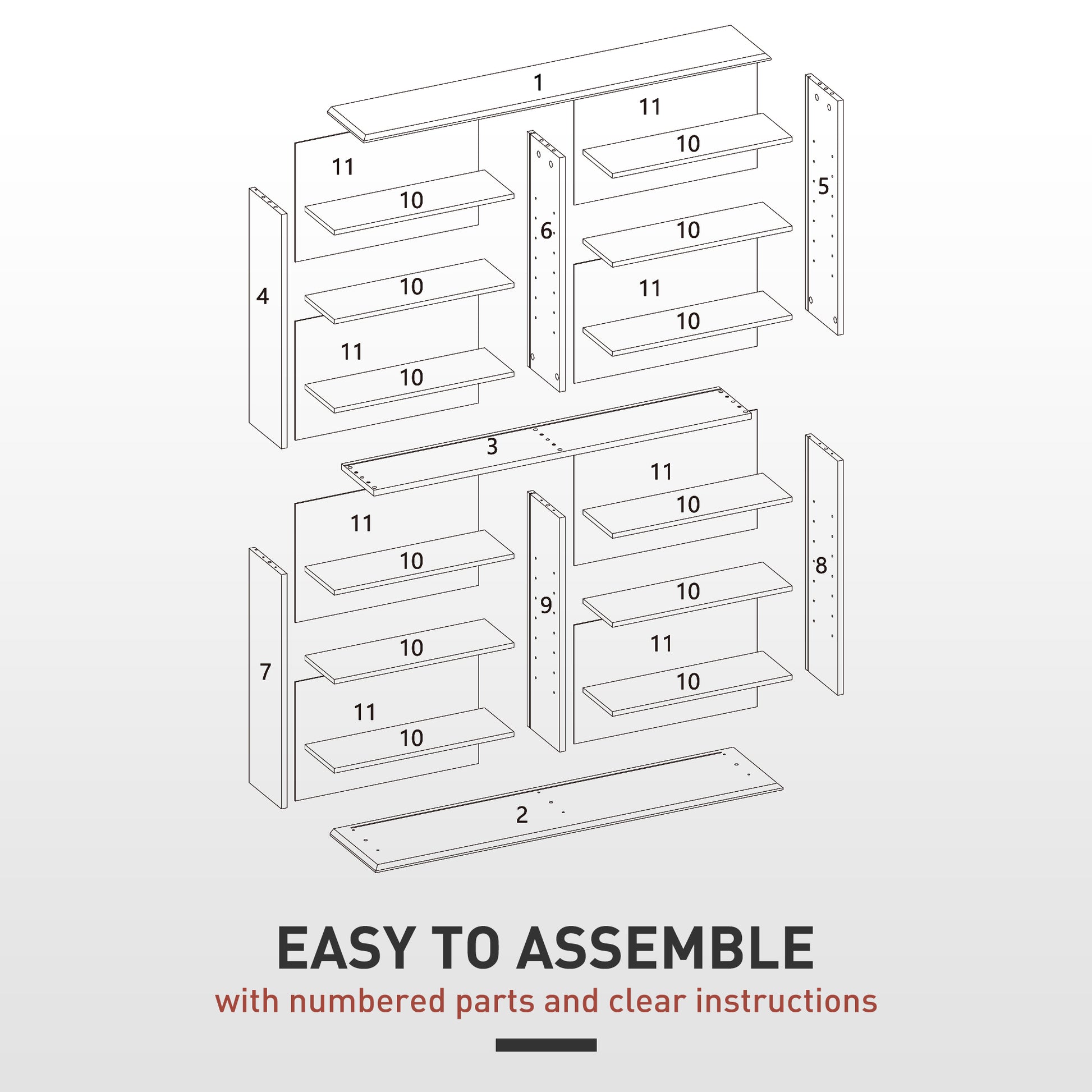 8-Tier DVD Shelf with 12 Adjustable Shelves, Double CD Shelf, Holds 720 CDs, 396 DVDs or 396 Blu-rays, Black