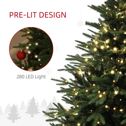 6ft Prelit Artificial Christmas Tree with 1022 Tips, Warm White LED Lights, Steel Base, Hinged Xmas Tree, Auto Open