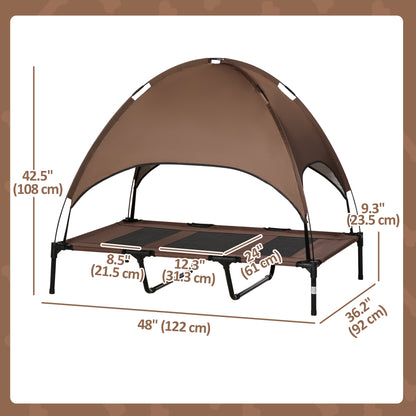 XL Elevated Dog Bed with Canopy, 48 x 36 x 43 in - Coffee - Image 2