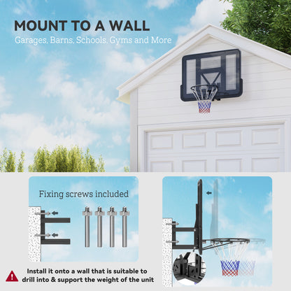 Soozier Wall Mounted Basketball Hoop, Basketball Goal Combo Kit with 43" Reinforced Shatter Resistant Backboard and All 