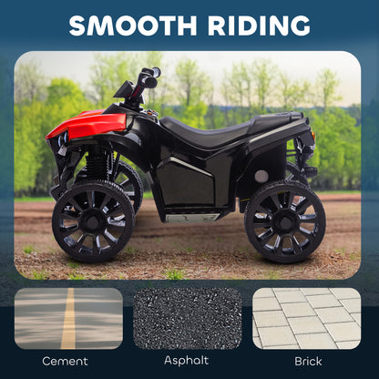 Qaba 6V Kids ATV, 4 Wheeler Electric Ride on Car with Music and LED Headlights, for Ages 37-72 Months Boys and Girls, Re
