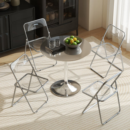 4 Pack Acrylic Foldable Chairs, Transparent Folding Chairs for Living Room, Home Office, Party, Clear