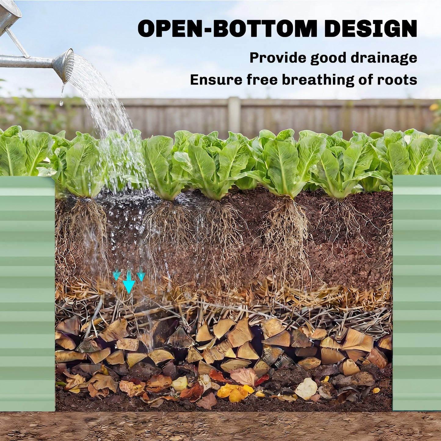 8 x 2.6 x 1.5ft Galvanized Raised Garden Bed, Reinforced Outdoor Planter Box with Open Bottom, Light Green