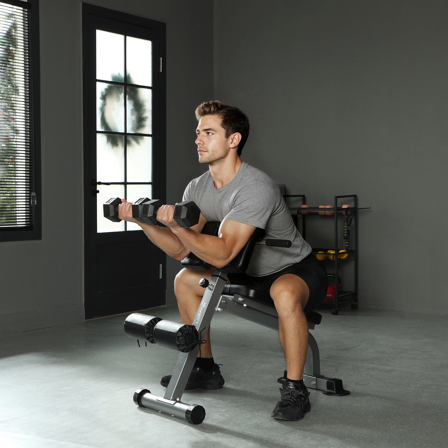 Soozier Roman Chair Back Extension Machine, Height Adjustable Hyperextension Bench, 38" x 26.8" x 27.2–43.3", Silver Ton