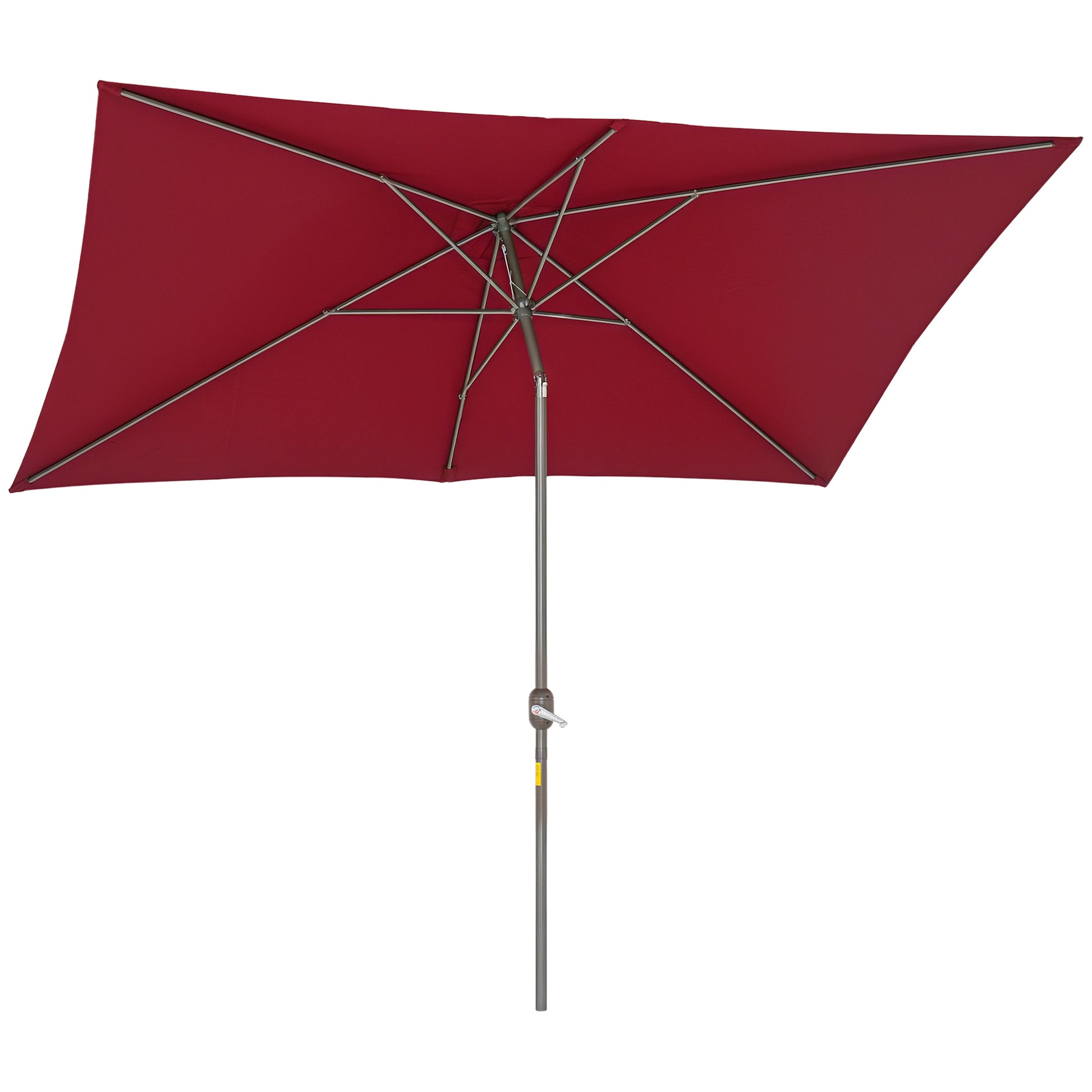 6.5x10ft Patio Umbrella, Rectangle Market Umbrella with Aluminum Frame and Crank Handle, Garden Parasol Outdoor Sunshade