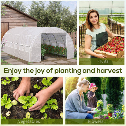 20'x10'x6.6' Tunnel Greenhouse with UV-Resistant Cover, Zippered Door and 12 Roll-up Windows, Outdoor Green House for Ga