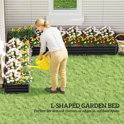 L-Shaped Raised Garden Bed, 82" x 109" x 12" Galvanized Steel Planter Box with Multi-reinforced Rods for Vegetables, Flo
