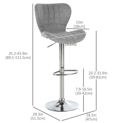 Set of 2 Counter Height Bar Stools Swivel Stool Height Adjustable Bar Chairs with Footrest for Kitchen Dining Home Pub, 