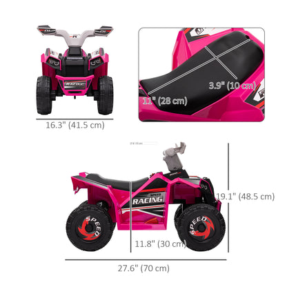 VarietyKart 6V Quad Kids Electric Car with Wear-resistant Wheels, for Boys and Girls Aged 18-36 Months, Pink