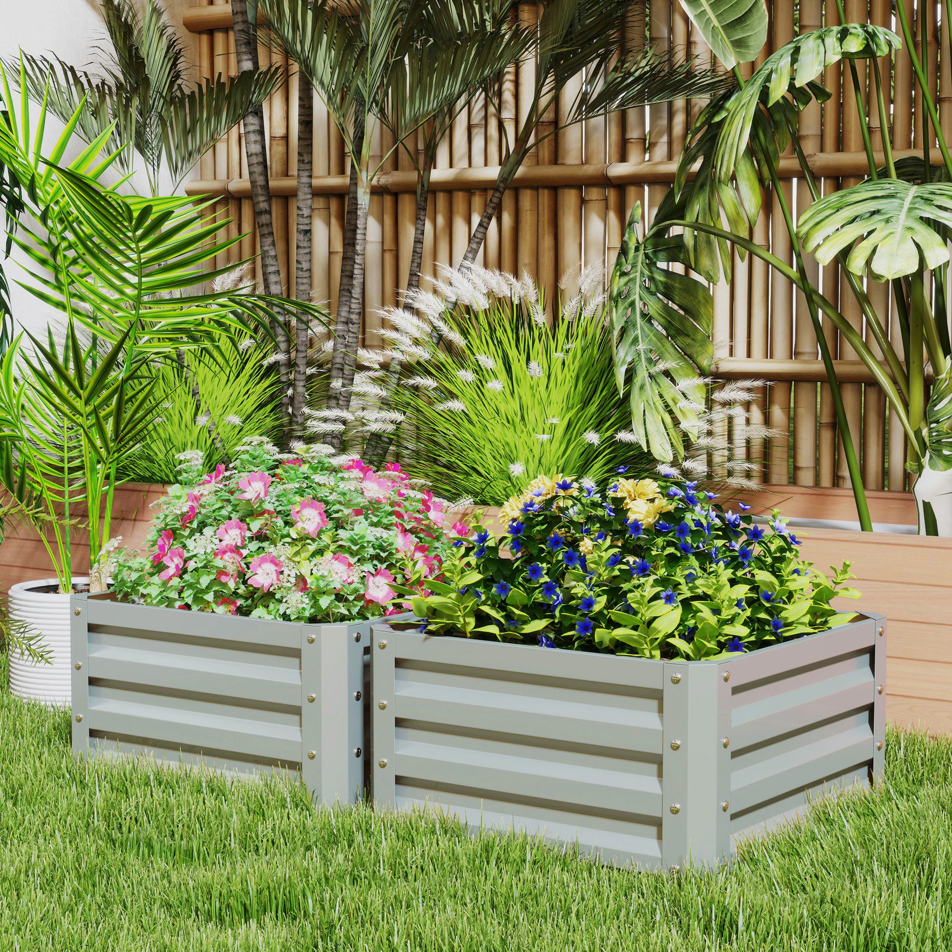 2' x 2' x 1' 2-Pieces Raised Garden Bed with Galvanised Frame