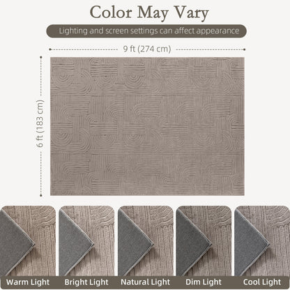 6x9 Area Rug, Luxurious Faux Fur Rug, Non-Slip Floor Carpet for Living Room, Bedroom, Dining Room, Tan