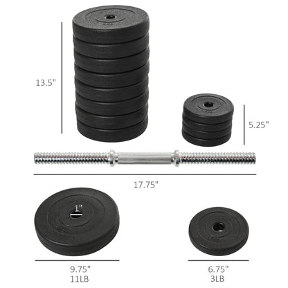Soozier Adjustable 2 x 55lbs Weight Dumbbell Set for Weight Fitness Training Exercise Fitness Home Gym Equipment, Black 