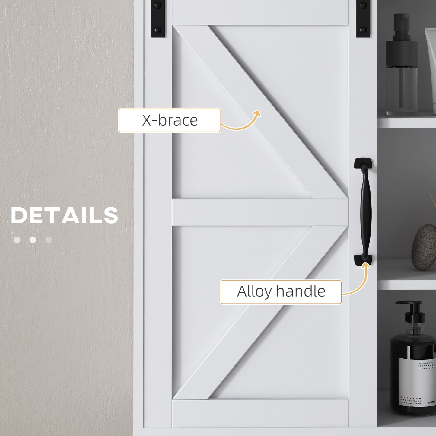 Bathroom Medicine Cabinet, Wall Cabinet with Sliding Door and Adjustable Shelf, 22.8" x 7.8" x 24.4", White