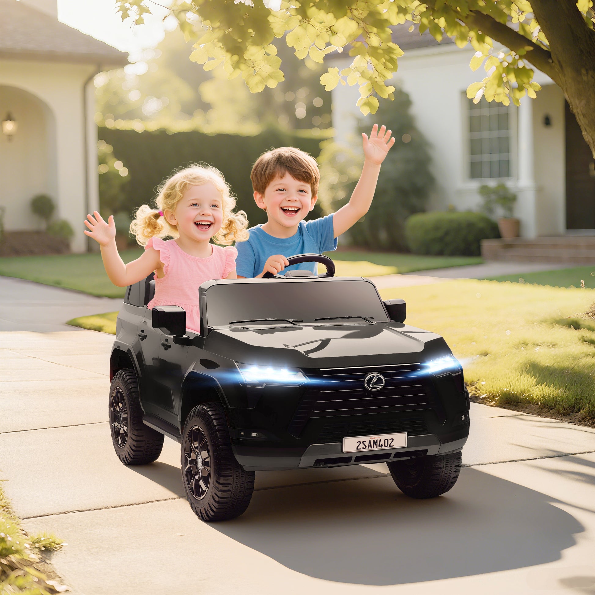 Qaba 12V Ride On Car, Licensed Lexus GX550, 2-Seater Kids Electric Vehicle with Remote Control and Suspension System, Bl