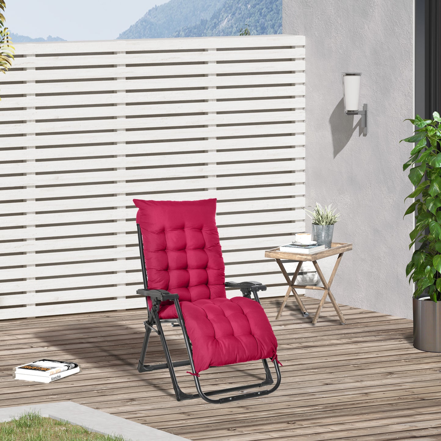 Reclining Zero Gravity Chair with Adjustable Backrest, Folding Garden Sun Lounger, Outdoor Recliner with Removable Cushi