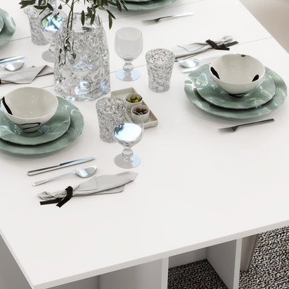 Folding Dining Table, 55" Drop Leaf Table for Small Spaces, Foldable Table with Storage Shelves for Kitchen, Dining Room