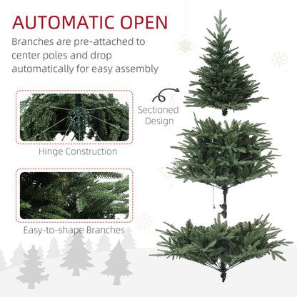 6ft Prelit Artificial Christmas Tree with 1022 Tips, Warm White LED Lights, Steel Base, Hinged Xmas Tree, Auto Open