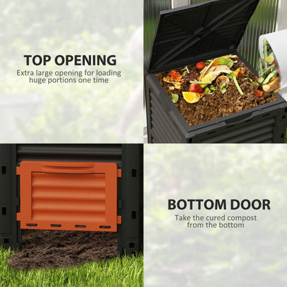 Outdoor Compost Bin Garden Container, Fast Creation of Fertile Soil Aerating Compost Box, 80 Gallon, Orange