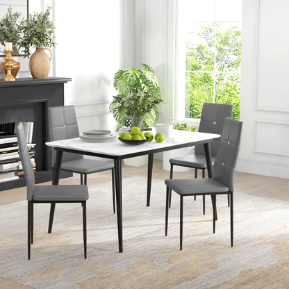 Set of 4 Modern Style Dining Chairs, Button Tufted High Back Side Chairs with Upholstered Seat, Steel Legs for Living Ro