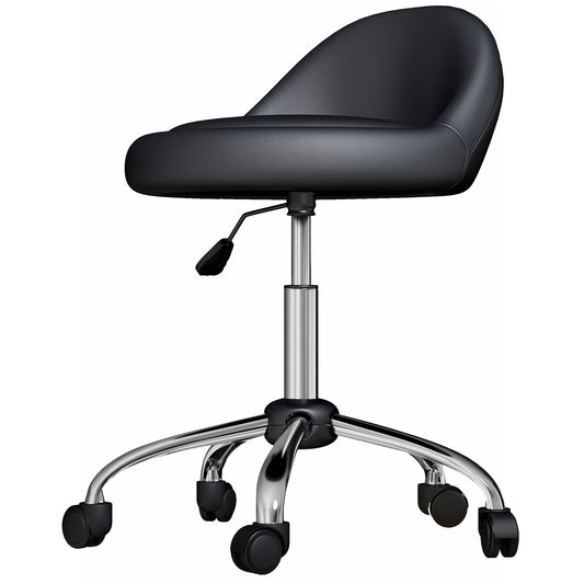 Salon Stool, Adjustable Rolling Stool, Black