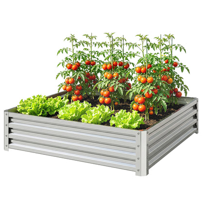 4' x 4' x 1' Galvanized Raised Garden Bed, Outdoor Metal Planter Box with Open Bottom, Square Raised Garden Box for Vege