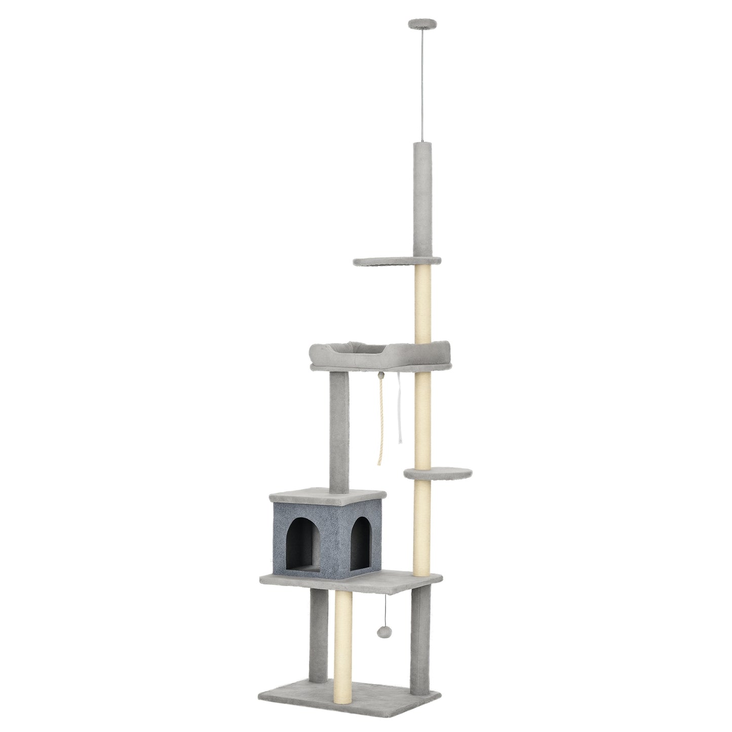 Cat Tree Floor to Ceiling Cat Tower Height Adjustable( 85-101 Inches), Tall Large Cat Climbing Activity Center with Scra