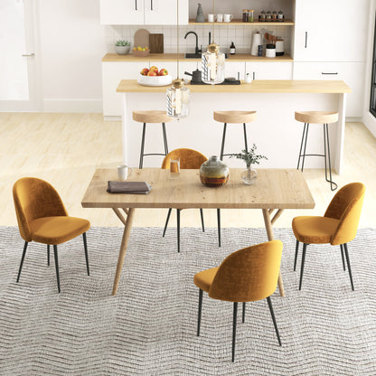Modern Dining Chairs, Mid-Back Velvet-touch Upholstery Side Chair, Table Chair for Living Room, Dining Room, Yellow, Set